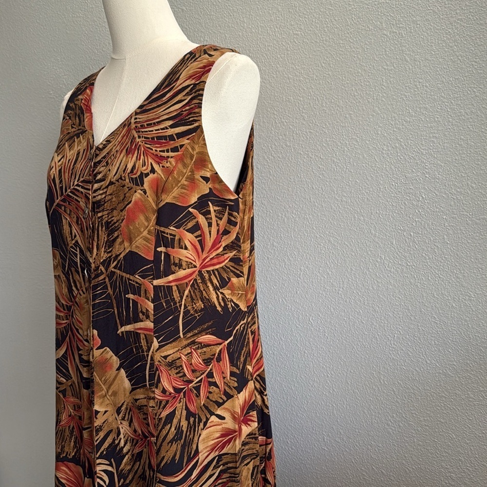 T & Company Leaves Print Maxi Dress Size 12 - Picture 4 of 7